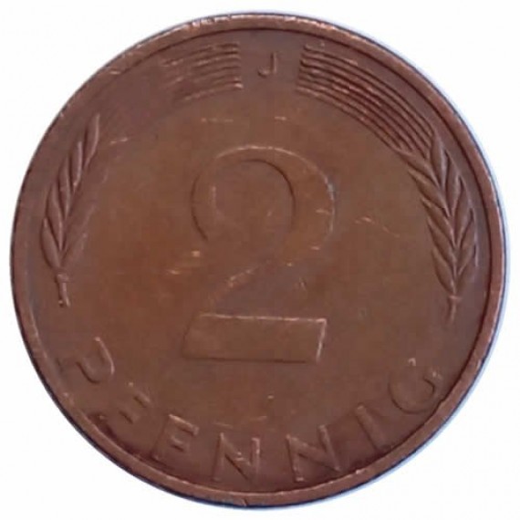 Moeda 2 pfennig - Alemanha - 1974 J