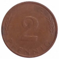 Moeda 2 pfennig - Alemanha - 1974 G