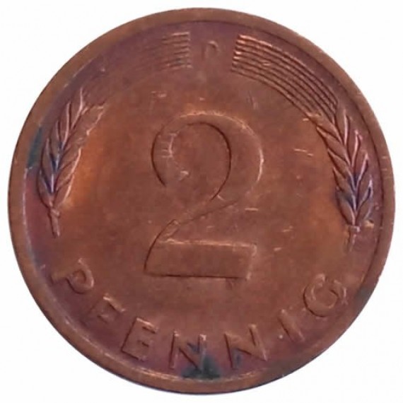 Moeda 2 pfennig - Alemanha - 1973 D