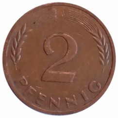Moeda 2 pfennig - Alemanha - 1970 J