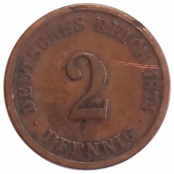 Moeda 2 pfennig - Alemanha - 1874 G
