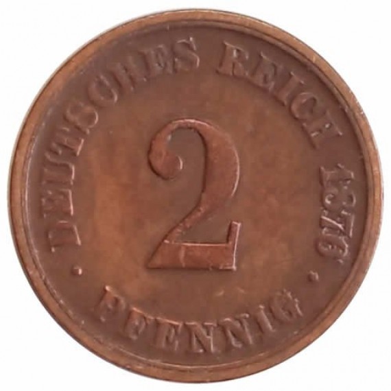 Moeda 2 pfennig - Alemanha - 1876 J