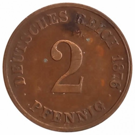 Moeda 2 pfennig - Alemanha - 1876 G