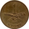 Moeda 1 coroa - Dinamarca - 1942