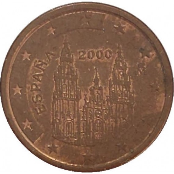 Moeda 2 centimos de euro - Espanha - 2000