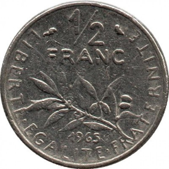 Moeda 1/2 franco - França - 1965