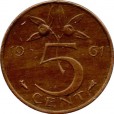 Moeda 5 centimos - Holanda - 1961