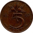 Moeda 5 centimos - Holanda - 1967