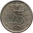 Moeda 25 centimos - Holanda - 1955