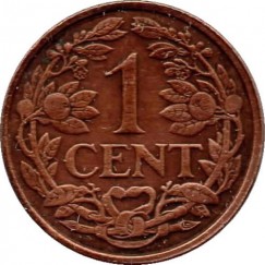 Moeda 1 centimo - Holanda - 1928