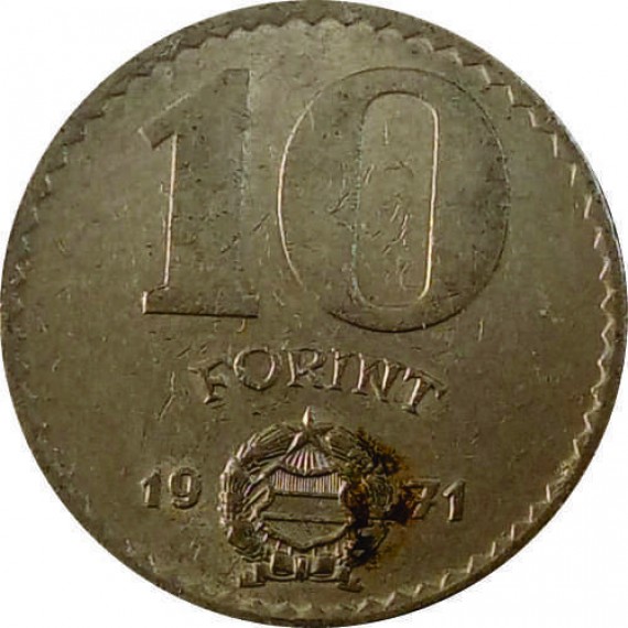 Moeda 10 forint - Hungria - 1971