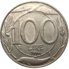 Moeda Italia - 100 Liras - 1994