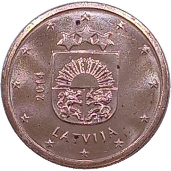 Moeda 2 centimos de euro - Letonia - 2014