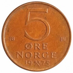 Moeda 5 Ore - Noruega - 1975