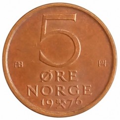 Moeda 5 Ore - Noruega - 1976