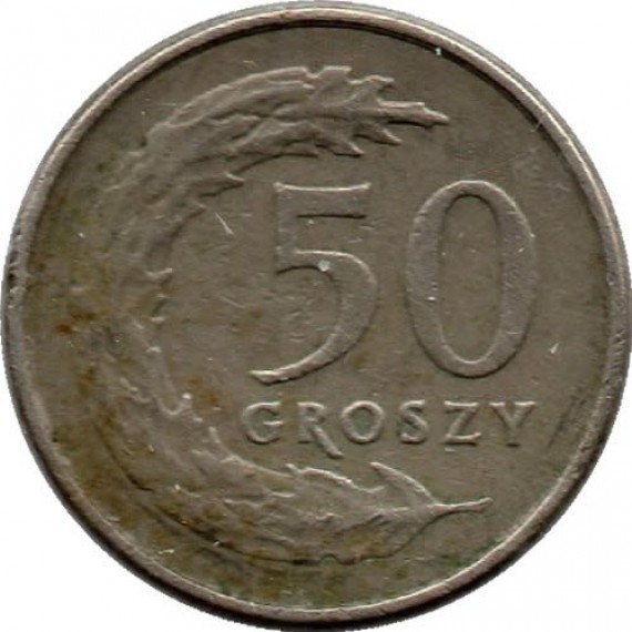 Moeda 50 groszy - Polonia - 1991
