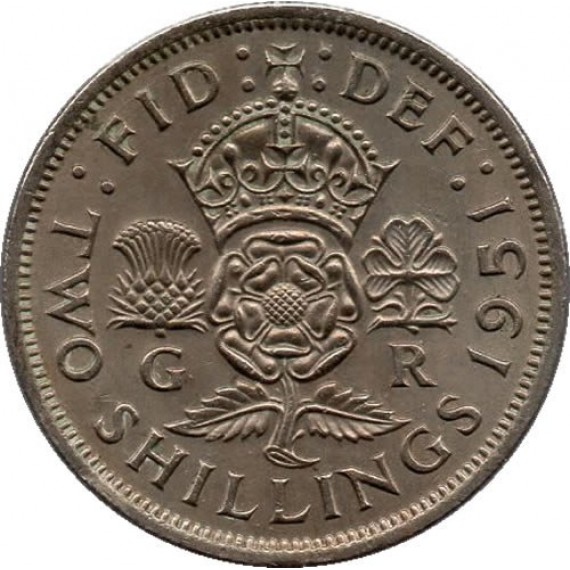 Moeda 2 shillings - Reino Unido - 1951