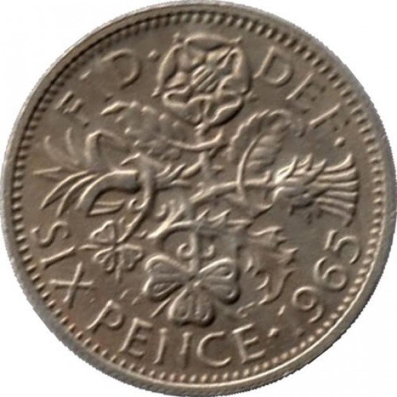 Moeda 6 pence - Reino Unido - 1965