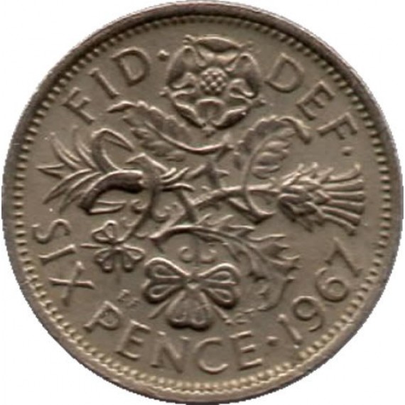 Moeda 6 pence - Reino Unido - 1967