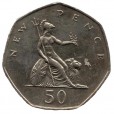 Moeda 50 pence novo - Reino Unido - 1980