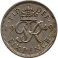 Moeda 6 pence - Reino Unido - 1949