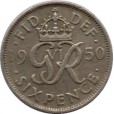 Moeda 6 pence - Reino Unido - 1950