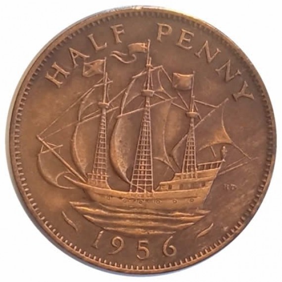 Moeda ½ pence - Reino Unido  - 1956