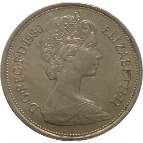 Moeda 10 pence novos - Reino Unido - 1980