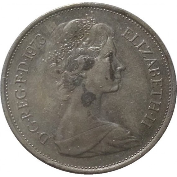 Moeda 10 pence novos - Reino Unido - 1973