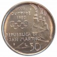 Moeda 50 Liras - San Marino - 1980 - Comemorativa