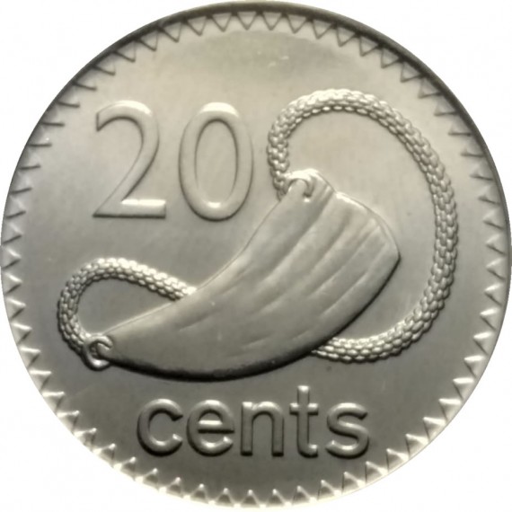 Moeda 20 centavos dolar - Fiji - 2010