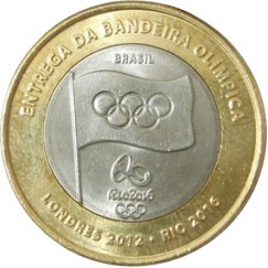 Moeda 1 real - Brasil - Comemorativa Entrega da Bandeira - 2012 FC
