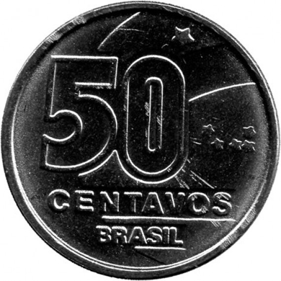 Moeda 50 centavos de cruzado novo - Brasil - 1989