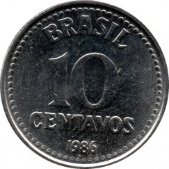Moeda 10 centavos de cruzado - Brasil - 1986