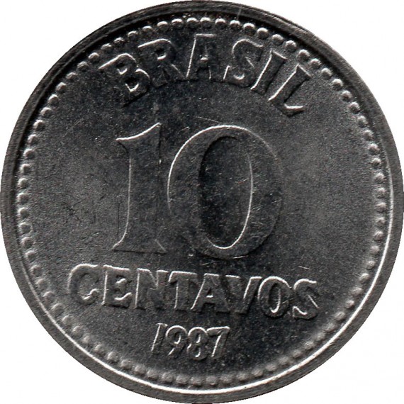 Moeda 10 centavos de cruzado - Brasil - 1987