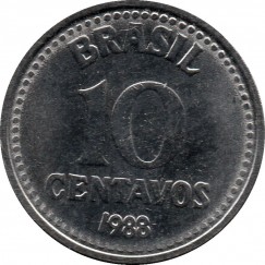 Moeda 10 centavos de cruzado - Brasil - 1988