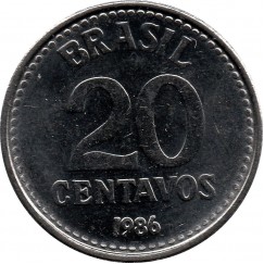 Moeda 20 centavos de cruzado - Brasil - 1986