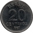 Moeda 20 centavos de cruzado - Brasil - 1987