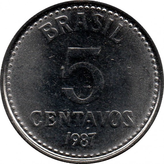 Moeda 5 centavo de cruzado - Brasil - 1987