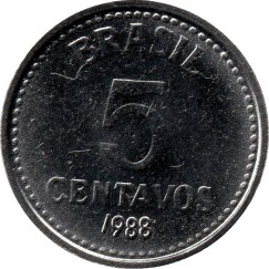 Moeda 5 centavo de cruzado - Brasil - 1988