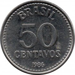 Moeda 50 centavos de cruzado - Brasil - 1986