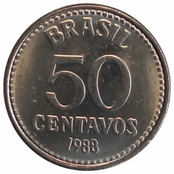 Moeda 50 centavos cruzado - brasil - 1988 ref:394 - fc