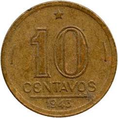 Moeda 10 centavos de cruzeiro - Brasil - 1943- REF:179