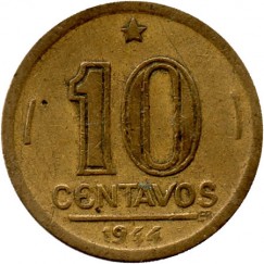 Moeda 10 centavos de cruzeiro - Brasil - 1944- REF:180
