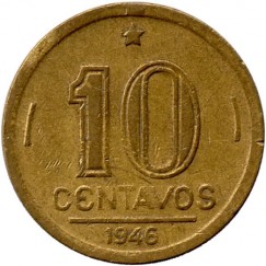 Moeda 10 centavos de cruzeiro - Brasil - 1946- REF:182
