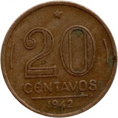 Moeda  20 centavos de cruzeiro - Brasil - 1942- REF:184