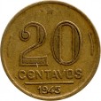Moeda 20 centavos de cruzeiro - Brasil - 1945- REF:187a