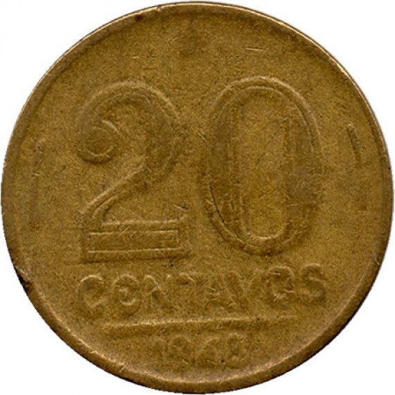 Moeda 20 centavos de cruzeiro - Brasil - 1948- REF:190