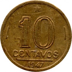 Moeda 10 centavos de cruzeiro - Brasil - 1947- REF:197