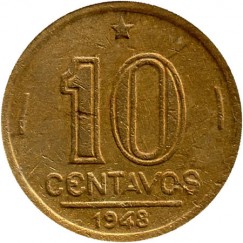 Moeda 10 centavos de cruzeiro - Brasil - 1948- REF:198